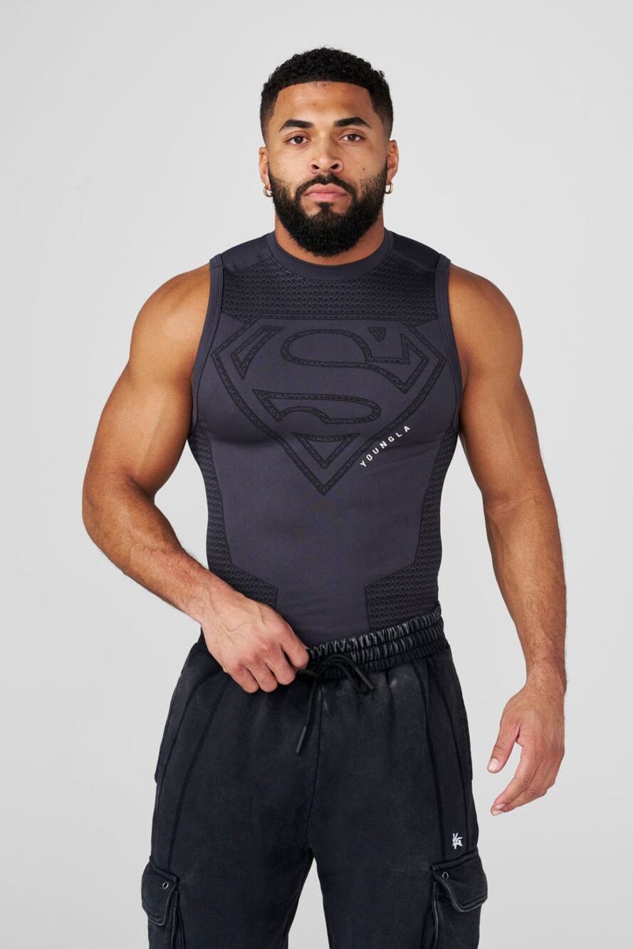 NWT YoungLA 3047 Superman Compression Tank in Black size Medium